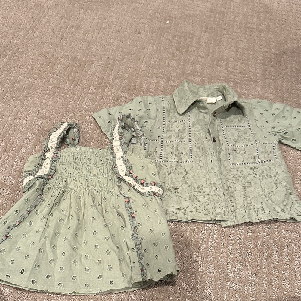 Toddler Eyelet Shirt and Jacket/Button up set